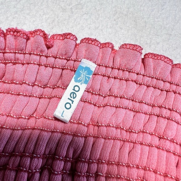 Aeropostale Terry Cloth Cover Up Dress Women Large Coral Romper Smocked Halter - Picture 6 of 7